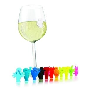 NWT Vacu Vin Party People Wine Glass Decorating Suction Markers, Set of 12